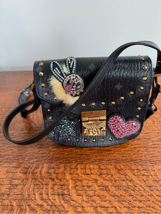 MCM Handbags - MCM Patricia Embellished Black Leather Crossbody/Shoulder Bag - Limited Edition